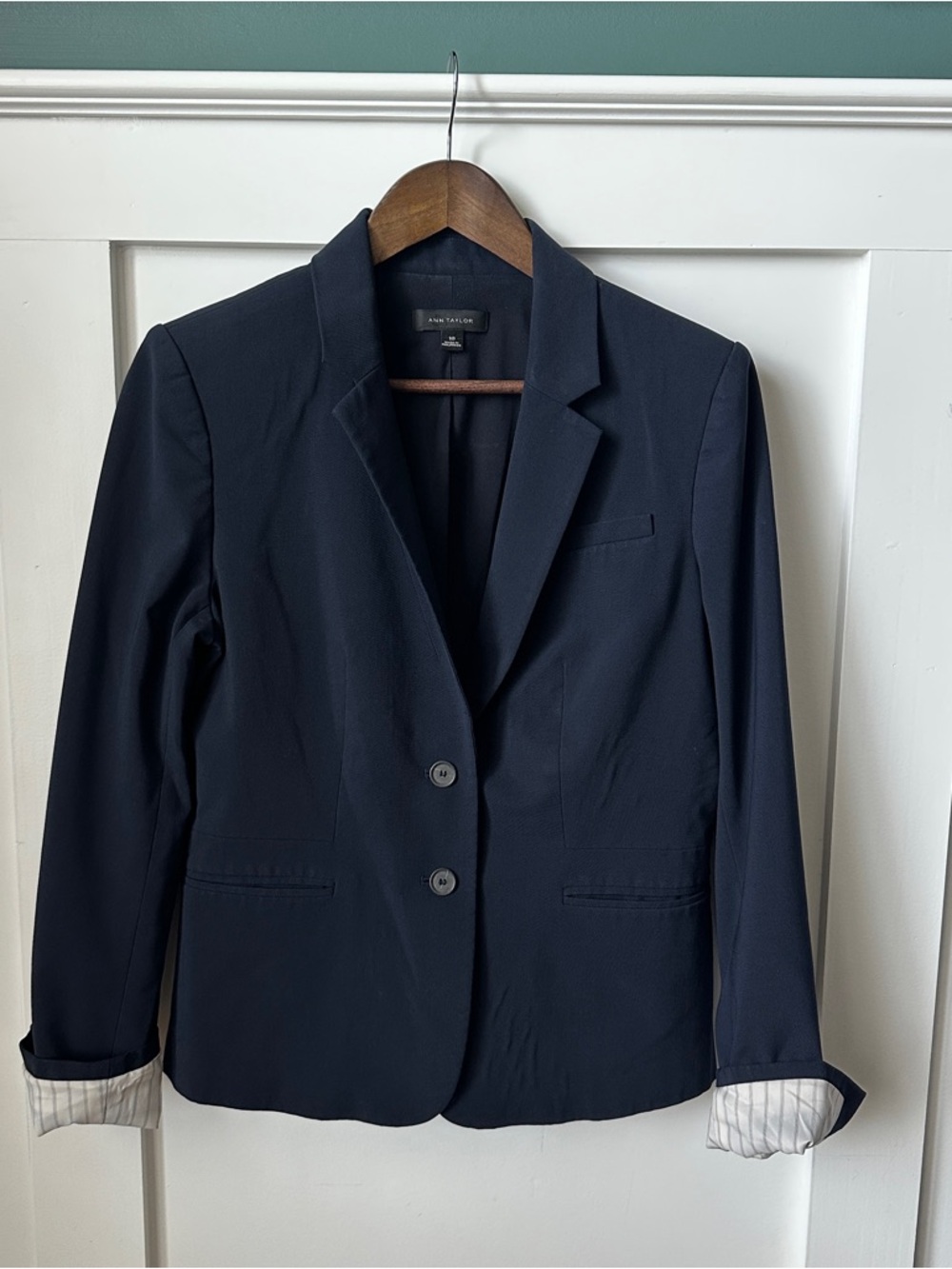 Ann Taylor Navy Two-Button Tailored Blazer - Picture 4 of 5
